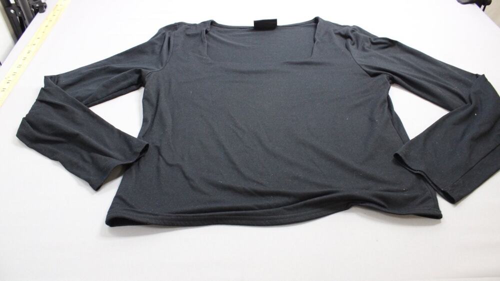 Jolie & Joy Womens Long Sleeve Top XL Black Square Neckline Sleeves Straight Hem
